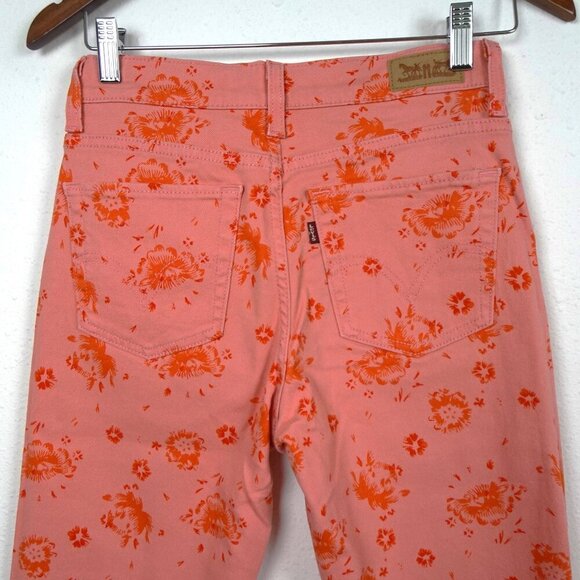 Levi’s Women’s 512 Slimming Straight Leg Jeans Size 4 Pink Coral Floral 26x30 - Picture 6 of 10